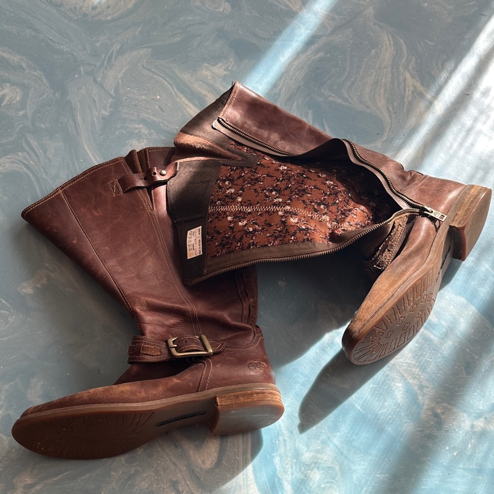 Timberland Dark Brown Leather Heeled Boots